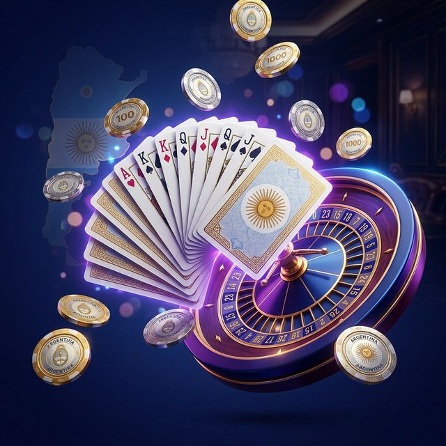 Mesa de casino con cartas y fichas en tonos azules